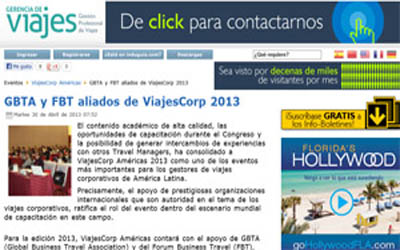 GBTA and FBT partners of ViajesCorp 2013