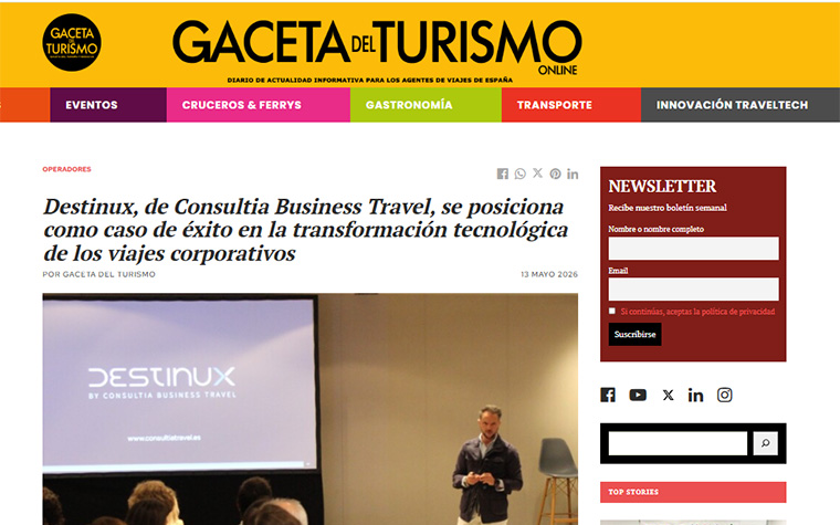 Destinux, de Consultia Business Travel, se posiciona como caso de éxito 