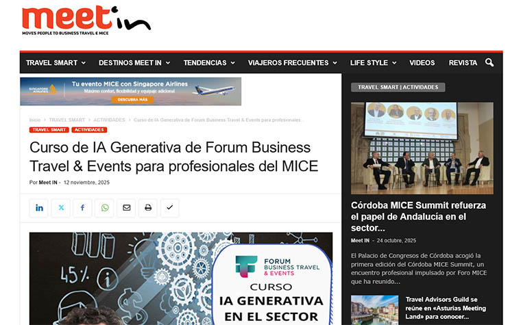 Forum Business Travel & Events Generative AI course for MICE professionals